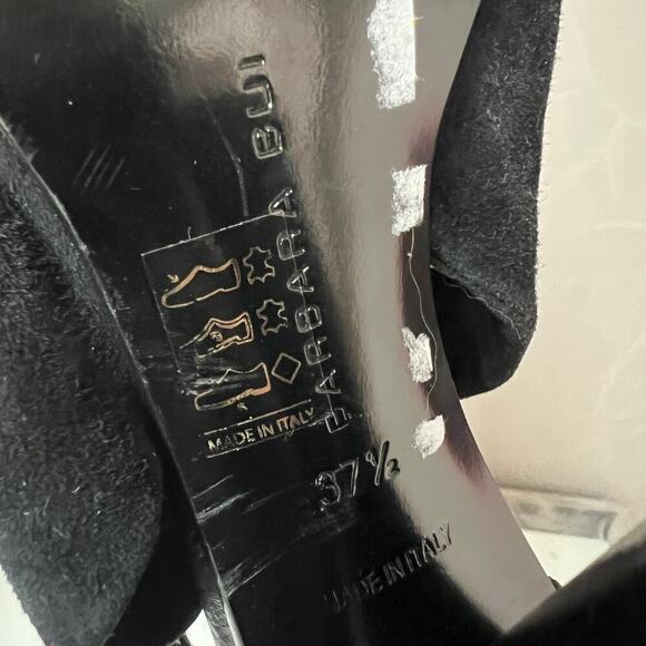 Barbara Bui Black Leather Grommet Buckle Gladiator Heels Size 37.5 - Picture 12 of 12